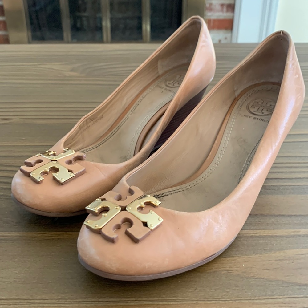 Tory Burch Lowell Wedge Nude Heels
